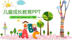 Modello PPT per l'educazione alla crescita dei bambini in stile cartone animato