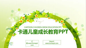Șablon PPT pentru educația de creștere a copiilor cu fundal verde proaspăt cu ghirlande