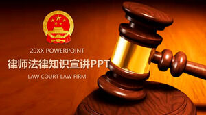 Sala de cursuri de cunoștințe juridice cu șablon PPT de fundal de ciocăn de curte