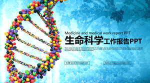 Plantilla PPT de ciencias de la vida de fondo de diagrama de estructura molecular de ADN
