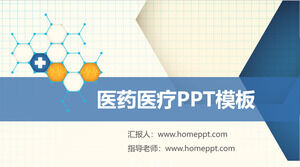 Modelo de PPT de medicina médica com fundo azul de estrutura molecular