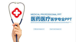 Modello PPT medico ospedaliero con stetoscopio in mano