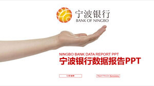 PPT-Vorlage für den Datenbericht der Bank of Ningbo mit Zeichengestenhintergrund