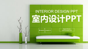 Template PPT desain interior hijau