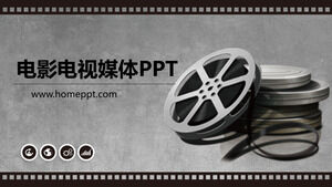 Modelo de PPT de mídia de televisão e filme de fundo de filme antigo
