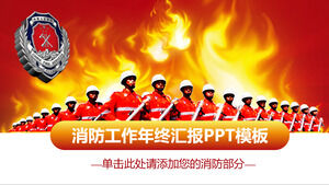 Modello PPT di riepilogo del lavoro in background degli ufficiali del fuoco e dei vigili del fuoco e dei soldati
