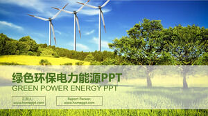 Plantilla PPT de generación de energía de molino de viento de pastizales