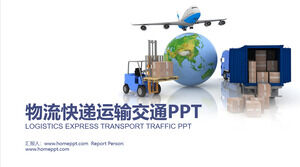 Modello PPT del rapporto di riepilogo del lavoro del settore espresso della logistica blu