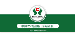 緑の簡潔な中国新和作業概要報告書PPTテンプレート