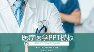 Plantilla PPT de medicina médica de fondo de gesto de doctor