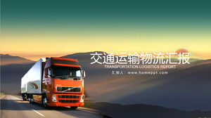 Template PPT transportasi logistik latar belakang truk kontainer