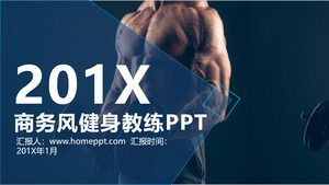Modelo de PPT de tema de musculação de fitness azul