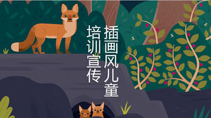 Șablon de cursuri PPT chineză cu fundal de ilustrare a desenelor animate