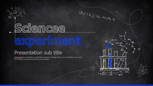 Mavi tahta tebeşir el boyaması bilimsel kimya deneyi PPT eğitim yazılımı şablonu