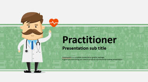 Green cartoon doctor background medical hospital PPT template free download
