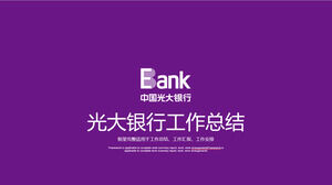 Template PPT ringkasan kerja Everbright Bank gaya datar ungu