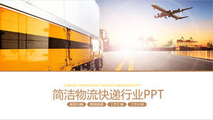 Modello PPT di trasporto logistico con sfondo aereo camion