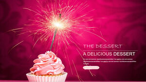 Lebensmittel-PPT-Vorlage mit rosa Eiscreme-Dessert-Hintergrund