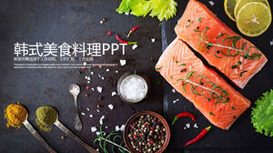 Modelo de PPT de cozinha estrangeira de fundo de cozinha coreana