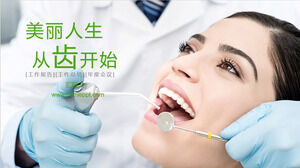 Green flat tooth care PPT template