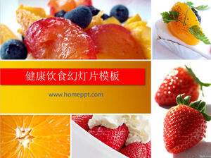 Healthy eating theme strawberry fruit salad PPT template download