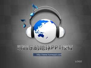 Listening to Music on Earth PowerPoint Template Download