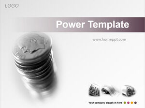 Financial economy slideshow template download with silver coin background