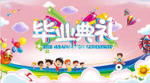 Descarga gratuita de la plantilla PPT de la ceremonia de graduación de jardín de infantes de dibujos animados rosa