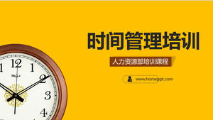 Download del modello PPT di formazione sulla gestione del tempo con sfondo dell'orologio