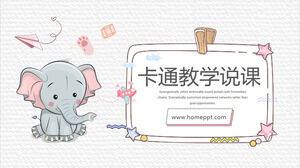 Modello PPT di insegnamento e lingua inglese con sfondo di elefante simpatico cartone animato