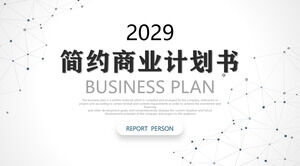 Modello PPT di business plan con sfondo grigio molto semplice a linea tratteggiata