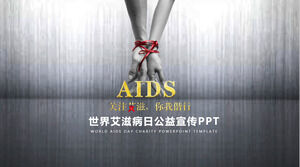Faites attention au sida, vous et moi agirons harmonieusement Modèle PPT pour la publicité sur le bien-être public à l'occasion de la Journée mondiale du sida