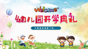 Plantilla PPT para la ceremonia de apertura del jardín de infantes de dibujos animados coloridos