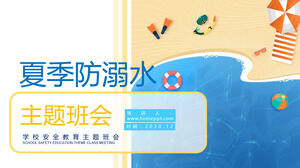 Scarica PPT "Prevenzione dell'annegamento estivo" con sfondo spiaggia cartone animato