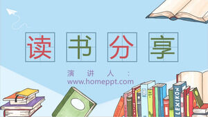 PPT template for reading sharing with cartoon book background