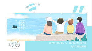 تنزيل مجاني لقالب PPT لألبوم التخرج بأسلوب الألوان المائية Xiaoqingxin