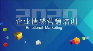 Template courseware PPT untuk pelatihan pemasaran emosional perusahaan dengan latar belakang kubus