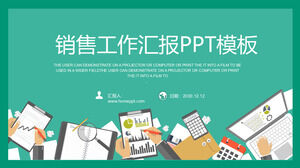 Grüne flache PPT-Vorlage für den Verkaufsbericht