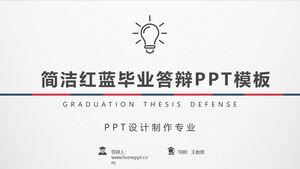 Modelo de PPT de defesa de tese de graduação concisa vermelho azul