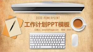 PPT-Vorlage des persönlichen Arbeitsplans mit Büro-Desktop-Hintergrund