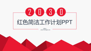 Modello PPT del piano di lavoro di Capodanno con sfondo rosso poligonale semplice