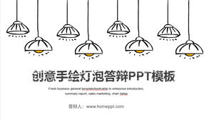 template PPT untuk pertahanan tesis kelulusan dari bola lampu yang dilukis dengan tangan kreatif