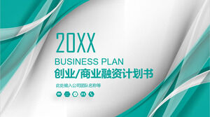 PPT template of business plan with beautiful green line background