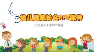 Plantilla PPT de reunión de padres de jardín de infantes de estilo de dibujos animados