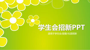 Template PPT baru untuk serikat mahasiswa dengan latar belakang bunga hijau