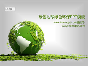 Шаблон PPT темы охраны окружающей среды на фоне зеленой земли