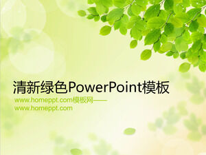 Environmental protection slide template with fresh green leaves background