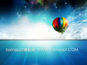 Laden Sie die PPT-Vorlage für einen Lebenslauf mit exquisitem Wasserstoffballon-Hintergrund herunter