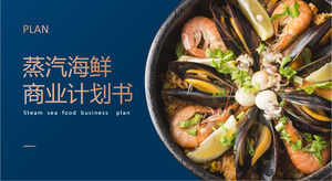 Modelo de ppt de plano de negócios de catering de frutos do mar azul e amarelo