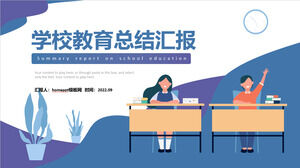 Plantilla ppt del informe de educación escolar sobre estilo de ilustración fluida